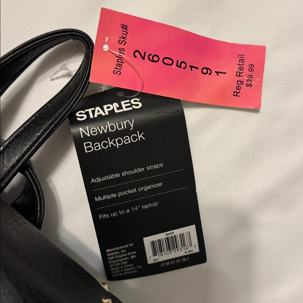 Black Vegan Leather with Gold Studs Backpack Rucksack NWT Multi-pocket - Picture 2 of 8